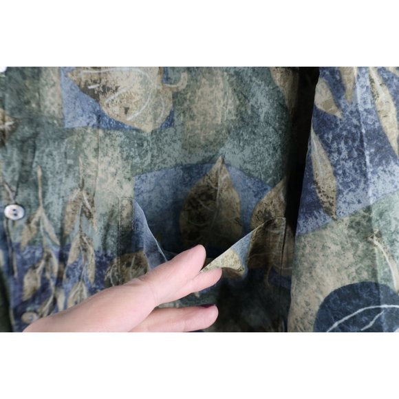 Vintage 90s Streetwear Mens XL Nature Leaf Camp Bowling Hawaiian Button Shirt - Picture 4 of 8